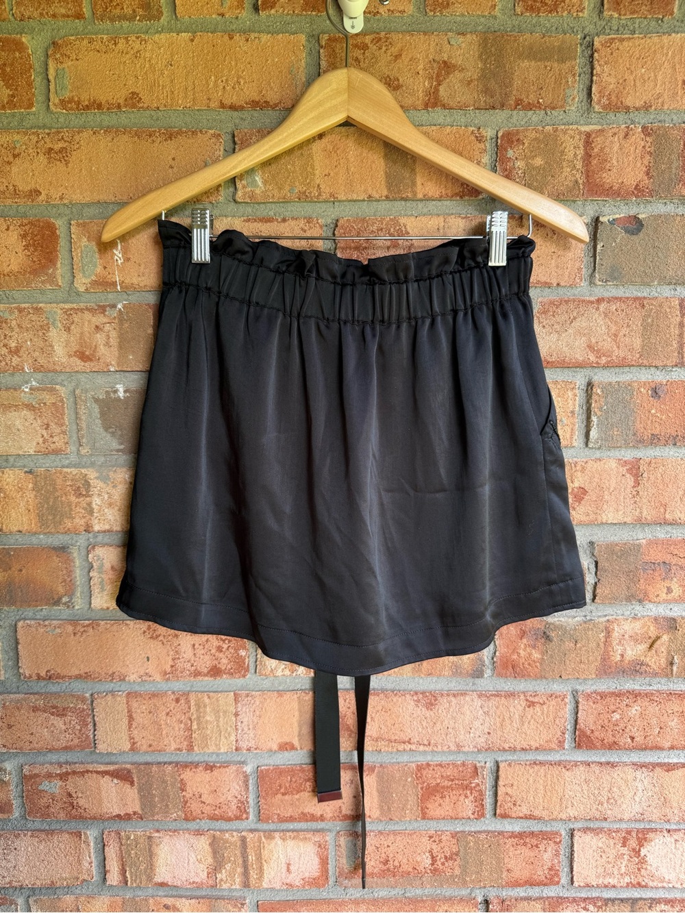 Ramy Brook Carsie Patch Mini Skirt Black Satin Patches Beaded Size Small - Picture 9 of 10